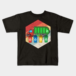 Vintage Retro Recycling Trash Kids Garbage Truck Kids T-Shirt